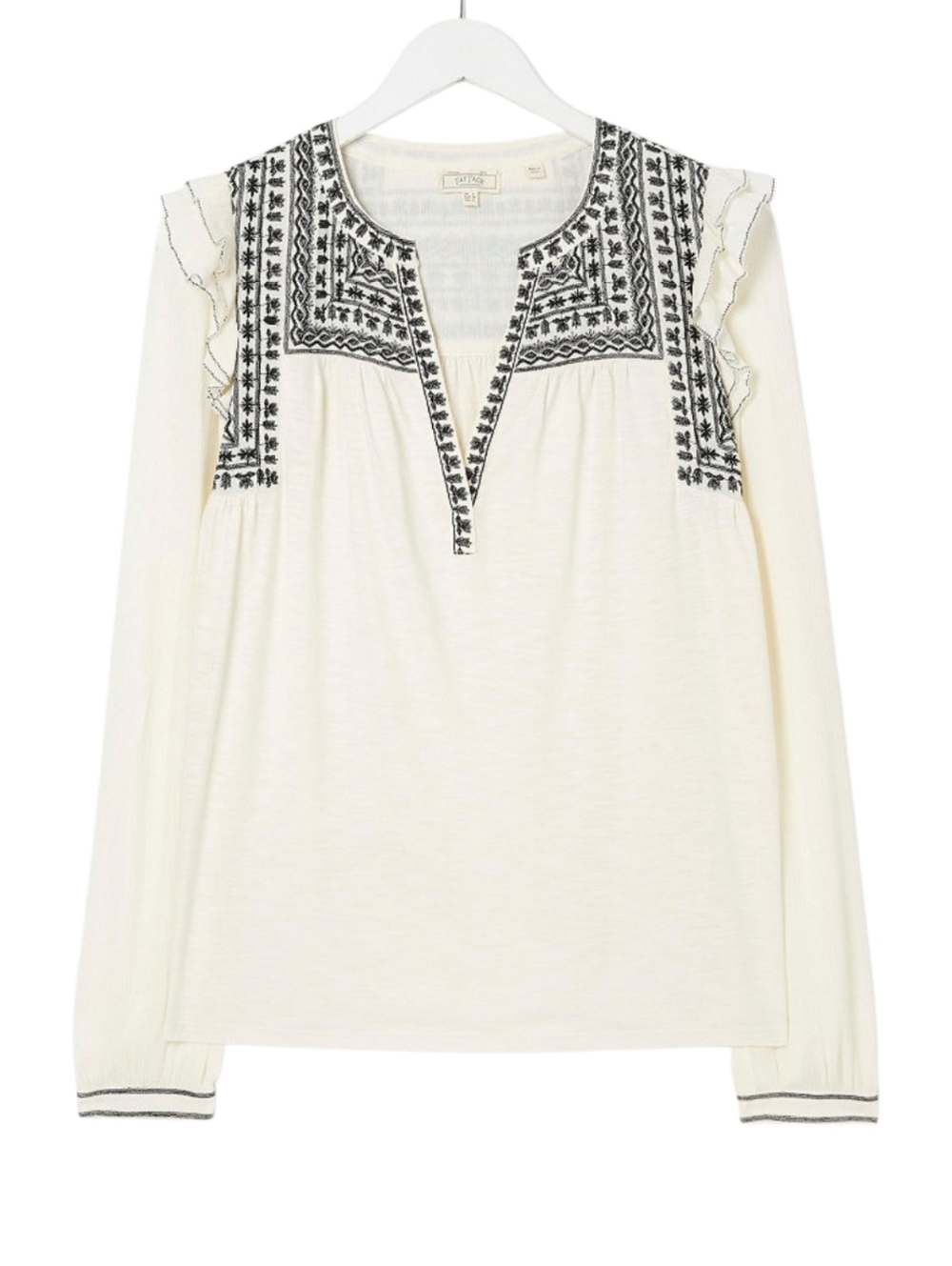 FatFace Cream Martha Embroidered Top